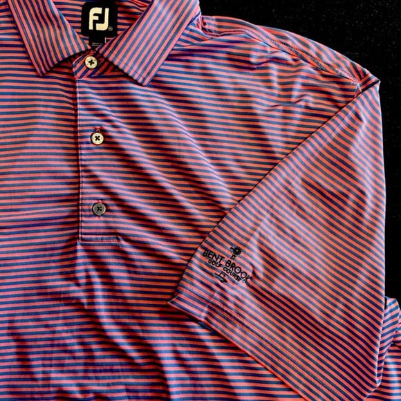 Lot of 3 FootJoy Golf Polo Shirts Men's 2XL Blue Pink Striped Bent Brook - Picture 5 of 7